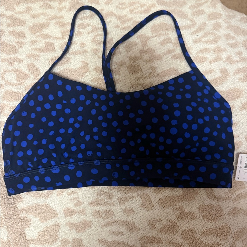 lululemon athletica Navy Blue Sports Bra with Bright Blue Polka Dots